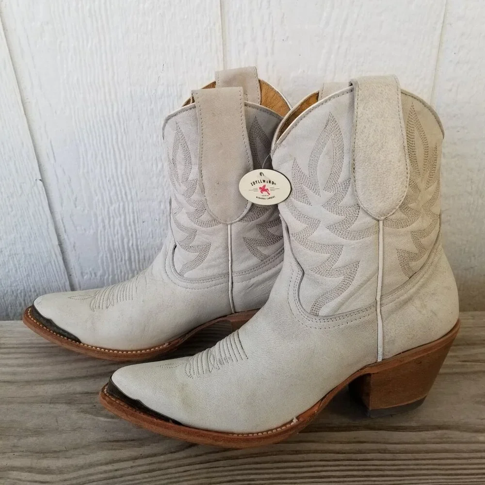Idyllwind Wheels Womens Bone Leather Cowboy Western Booties 8 B BIWFA24L20